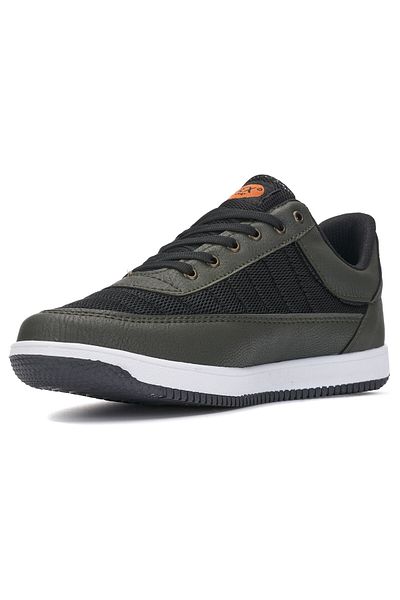 Nstil Pantofi sport negri kaki pentru bărbați ocazional, cu cusături cu șireturi, pantofi sport ușori, confortabili, pentru mers 014