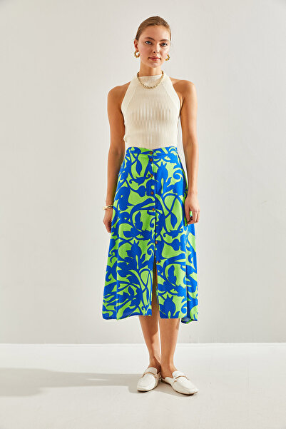 Bianco Lucci Dámská více vzorovaná viskózová sukně s knoflíky60131017