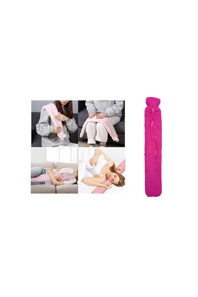 Bosphorus HOT WATER BAG AND SHOULDER ICIN LONG PLUSH PINK 2LT THERMOFOR 75x13CM