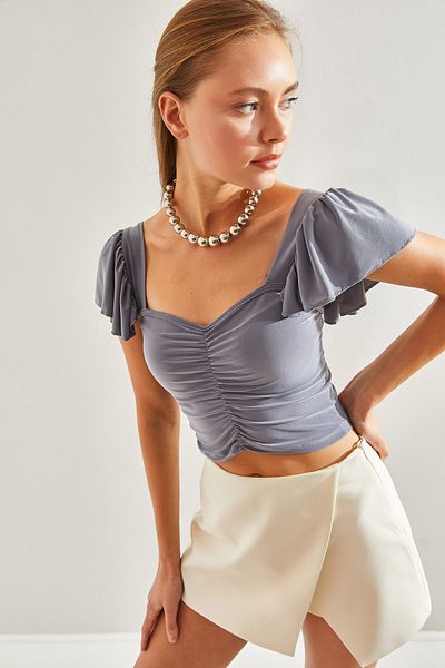 Bianco Lucci Women's Gathered Collar Detailed Blouse