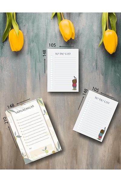 BULUT DİJİTAL Set of 3 Pieces/toDo List / /to Do List/50 Sheets