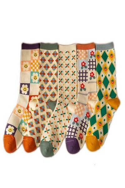 Sky Socks Комплект от 5 унисекс ароматизирани чорапи до глезена с флорални мотиви и многоцветни мотиви