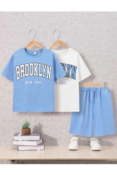 Machetta Set de tricou cu pantaloni scurți din 2 piese din bumbac cu imprimeu pentru copii