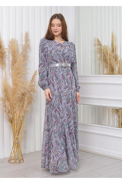 Favv Club Patterned Chiffon Dress Complete Lined