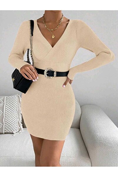 Bracha Πλεκτό Φόρεμα με διπλό στήθος - Ζώνη με λεπτομέρεια