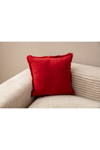 BUGİ HOME COLLECTİON EVLINA HOME COLLECTION RED COLOR FRINGED SINGLE COLOR 43X43 CIRLENT CASE