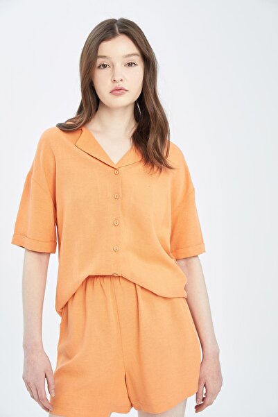 DeFacto Jacket Collar Relax Fit rövid ujjú vászoning