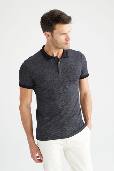DeFacto Slim Fit Polo λαιμόκοψη Basic βαμβακερό χτενισμένο T-shirt