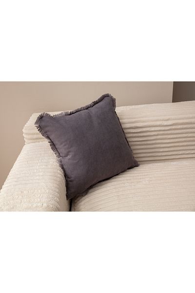 BUGİ HOME COLLECTİON Colecția de acasă Evlina de culoare antracit - 43x43 Dirt City Carcasă cu franjuri de o singură culoare