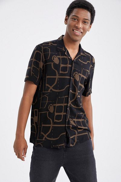 DeFacto Regular Fit Printed Viscose Short Sleeve Hawaiian Shirt X4741az22sm
