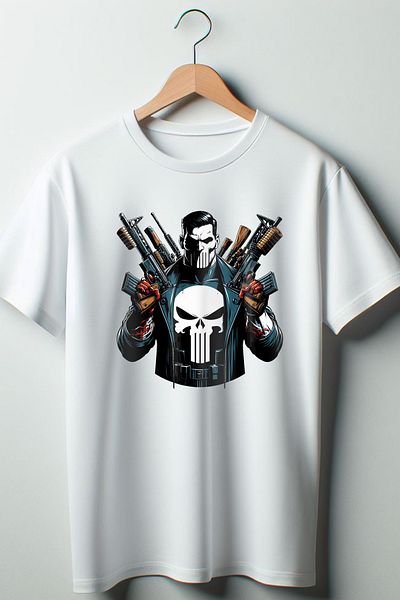 Vordevia Μπλουζάκι με στάμπα Punisher Λευκό Oversize Crew Neck