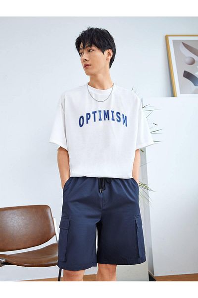Jose Clothing Μπλουζάκι Unisex Λευκό εμπριμέ από οργανικό βαμβάκι Oversize κοντό μανίκι