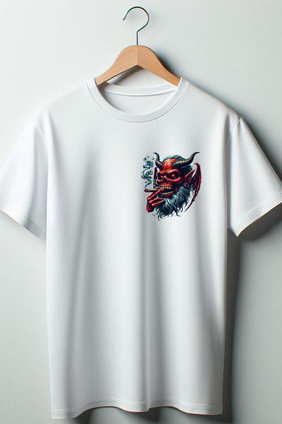 Vordevia Tricou alb oversize cu decolteu cu imprimeu Devil