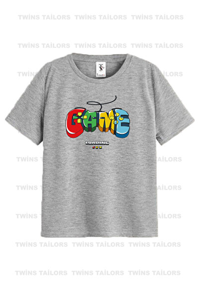 twins tailors Igra Štampano Unisex siva dečja majica/ T-shirt