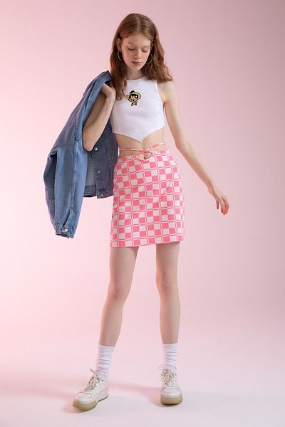 DeFacto Coool Tied Patterned Mini Pencil Skirt X5842az22sp