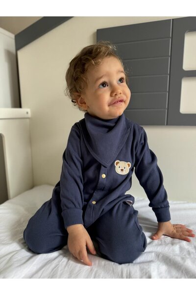 Minizade Camisole 100% Cotton Long Sleeve Seasonal Unisex Baby Jumpsuit + Collar