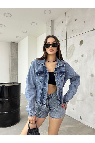 BİKELİFE Blue Oversize Women's Denim Jacket