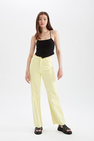 DeFacto Lange Gabardine-Hose mit weitem Bein, 100 % Baumwolle, Y2154az22sm