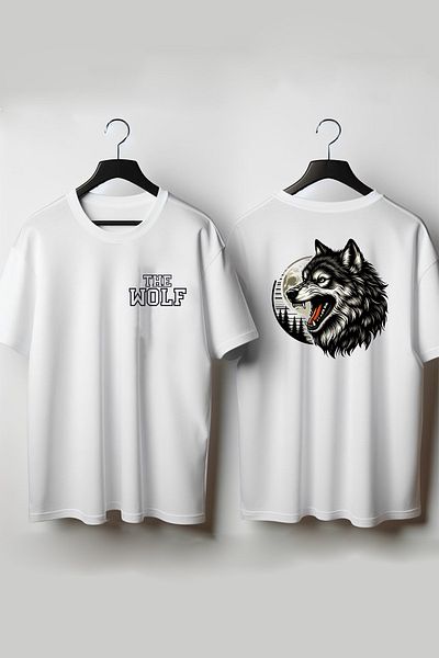 Vordevia The Wolf - Μπλουζάκι με στάμπα Wolf στην πλάτη και στο στήθος λευκό oversize με λαιμόκοψη