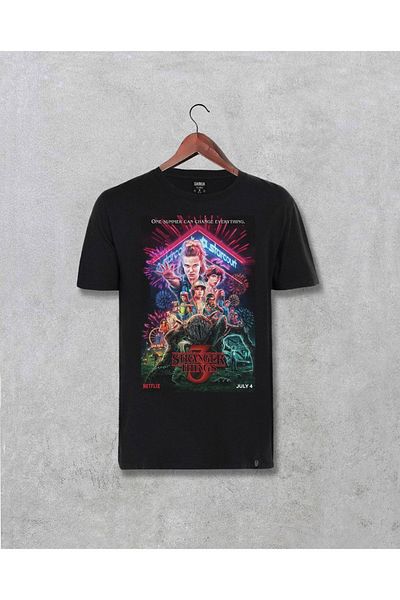 Pisa Art Stranger Things Προσαρμοσμένο Σχέδιο Μαύρο T-Shirt Unisex