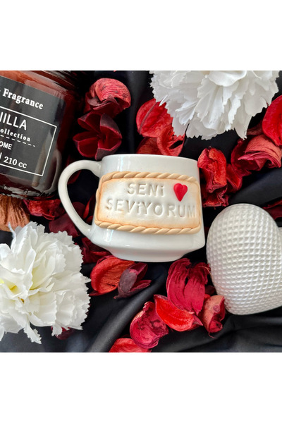 Niveis Kişiye Özel El Yapımı Tasarım Seni Seviyorum Desenli Hediyelik Porsele...