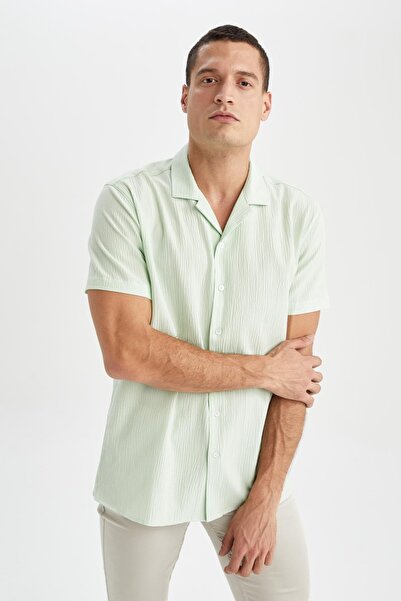 DeFacto Bavlněná košile moderního střihu s krátkým rukávem