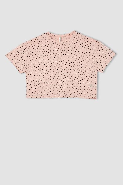 DeFacto Girl's Patterned Short Sleeve T-Shirt Z0465a622hs