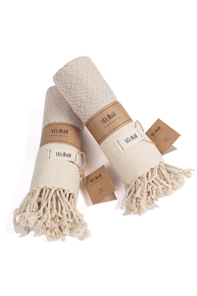 Wellstil Artemis 2-пакет бежевих рушників для ванної кімнати та кухні - 40x100 см