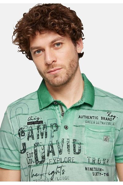 Camp David Poloshirt Tree House Kurzarmshirt mit Polokragen