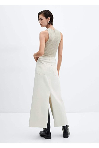 MANGO Woman Yırtmaçlı denim etek