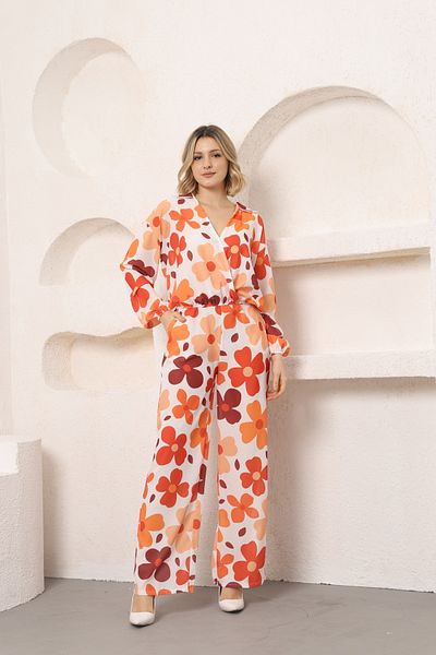 SEVENLINE WOMEN'S FLOWER PATTERNED BLUZ AND JESSICA PANT SET