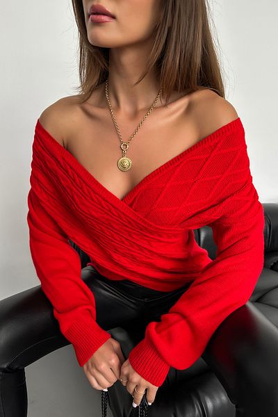 nosia fashion Double Breasted Collar Knitted Patterned Women's Knitwear Sweater