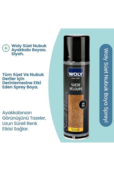 Woly Süet Nubuk Ayakkabı Boyası Sprey. Siyah. 250ml.