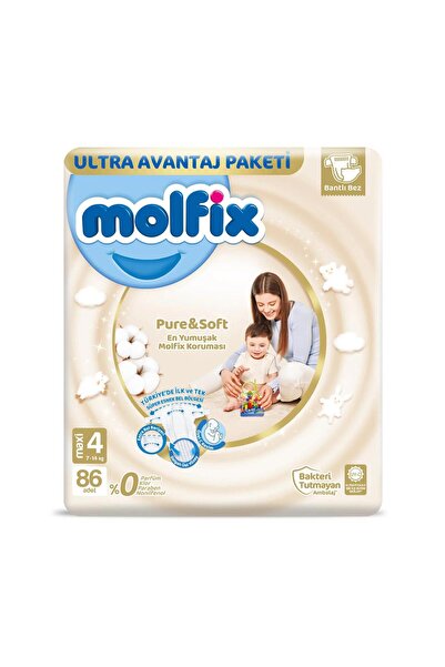 Molfix Ultra Avantaj Paketi Pure&Soft Maxi 4 Numara Bebek Bezi 86 Adet 7-14 kg