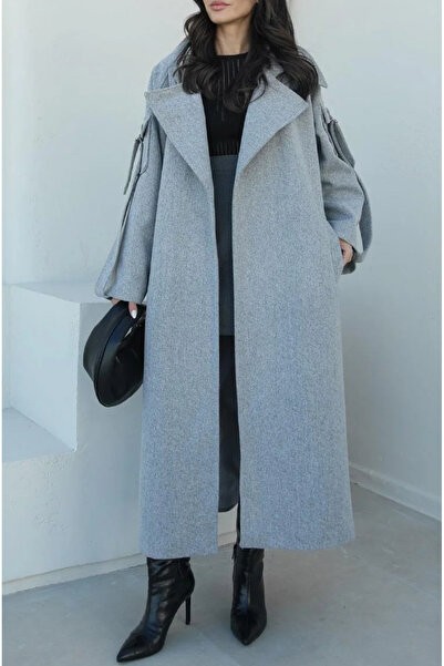 My Blog Grauer Hilda-Kaschmirmantel mit Ärmeltaschendetail