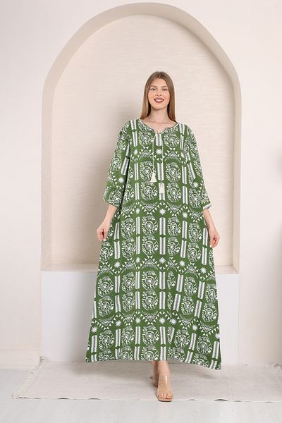 mervemoda Γυναικείο μακρύ υφαντό φόρεμα μεγάλου μεγέθους