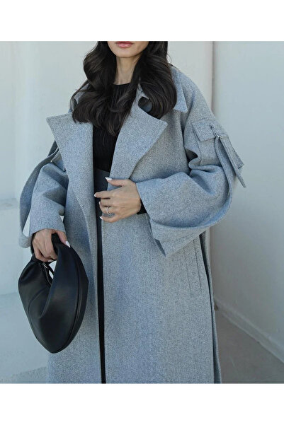 My Blog Grauer Hilda-Kaschmirmantel mit Ärmeltaschendetail