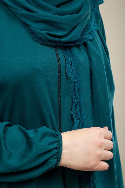 dua' is Lace Dress One Piece Zippered Practical Prayer Dress (Emerald)