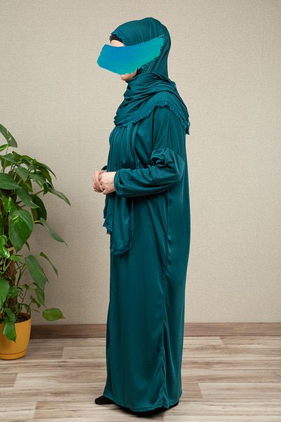 dua' is Lace Dress One Piece Zippered Practical Prayer Dress (Emerald)