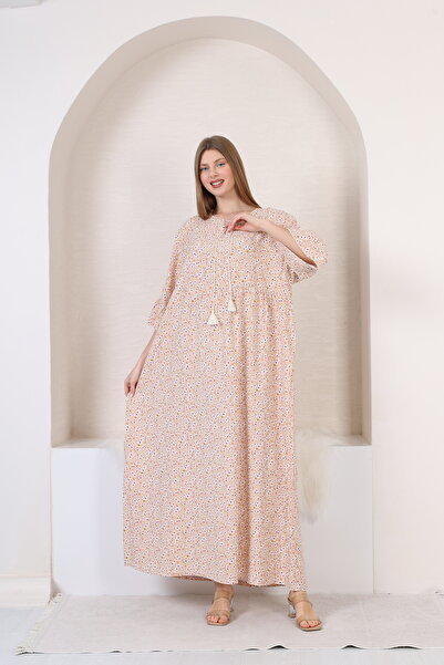 mervemoda Γυναικείο υφαντό φόρεμα με μακρύ μανίκι τριών τετάρτων