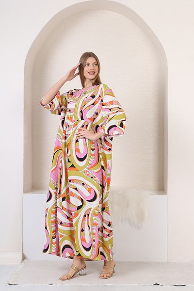 mervemoda Γυναικείο υφαντό φόρεμα με μακριά μανίκια τριών τετάρτων