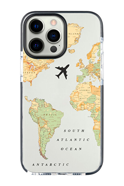 shoptocase Iphone 15 PRO MAX Uyumlu Ultra Korumalı Eski Harita Desenli Impact...