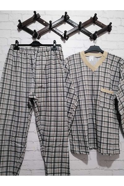 anne moda ankara 100% ακατέργαστο βαμβάκι, χωρίς λύκρα, ΧΕΙΜΩΝΑ- άνοιξη εσωτερικά ράστερ, μακρυμάνικο, σετ πιτζάμες μπαμπάς