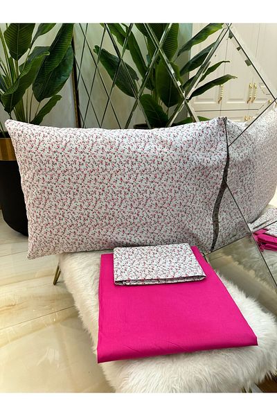 micoton 100% Cotton Double Elasticless Sheet and Pillow Set