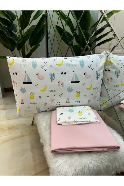 micoton 100% Cotton Double Elasticless Sheet and Pillow Set