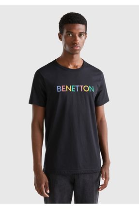 United Colors of Benetton Erkek Siyah Logo Bask l Organik Pamuklu Tshirt Fiyat Yorumlar Trendyol