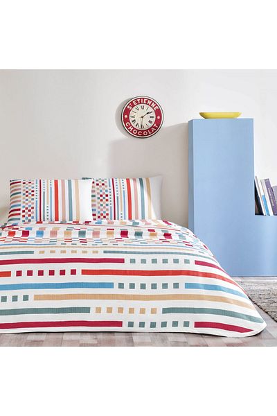 Taç Printed Rainbow Single Pique Set Red