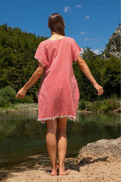 My-o Authentic Thin Muslin Dress with Tassels 100% Cotton