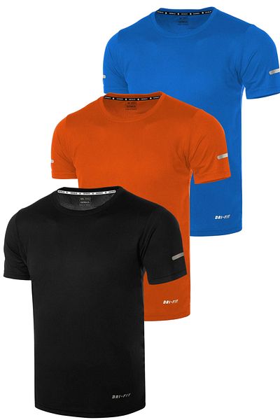 GENIUS STORE 3 Pack Men's Moisture Absorbing Quick Dry Athletic Technical Performance Sports T-shirt DRIFIT-KISAKOL3
