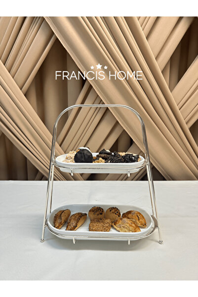 FRANCİS HOME 2 Katlı Gümüş Sunumluk